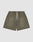 Basic Sweat Shorts by LIVE FAST DIE YOUNG in olive green with a faded look, elastic waistband, two side pockets, and small LIFTO logo print on the left leg, shown against a plain light background.