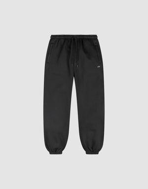 The LIVE FAST DIE YOUNG Basic Loose Jogger features a loose fit, elastic waistband with drawstring, side pockets, and elastic ankle cuffs, shown on a light gray background. | plain