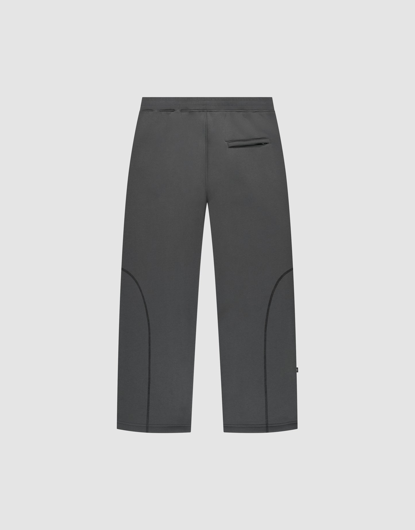 The LIVE FAST DIE YOUNG LFDY Active Fleece Jogger features a minimalist straight-leg design in dark gray with a single small pocket near the waistband, subtle front seam detailing, and a plain light gray background.