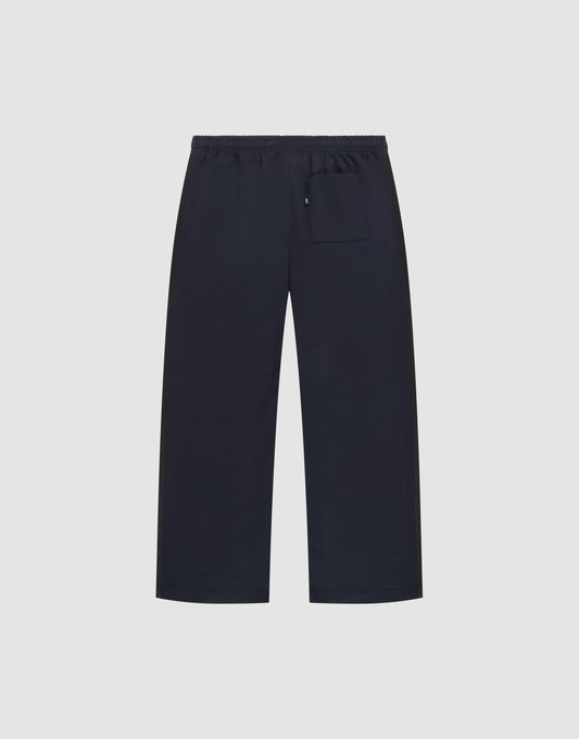 The LFDY Striped Jogger by LIVE FAST DIE YOUNG features a loose, wide fit with an elastic waistband and a single square pocket on the front right, shown on a plain light gray background.