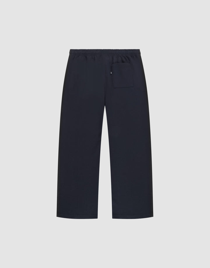 The LFDY Striped Jogger by LIVE FAST DIE YOUNG features a loose, wide fit with an elastic waistband and a single square pocket on the front right, shown on a plain light gray background.