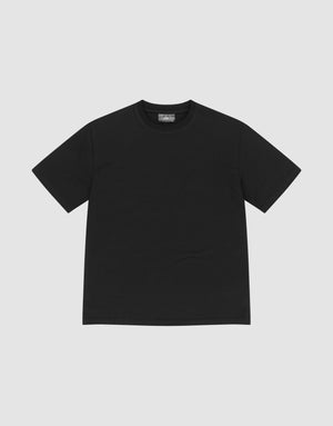 The LFDY Slim Tee by LIVE FAST DIE YOUNG, a plain black slim-fit T-shirt made from soft Baumwolle, is laid flat on a light gray background. | plain