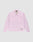The LFDY Striped Padded Shirt by LIVE FAST DIE YOUNG is a long-sleeve, button-up Herren Hemdjacke with light pink and white vertical stripes, two chest pockets, and a small rectangular patch near the bottom hem.
