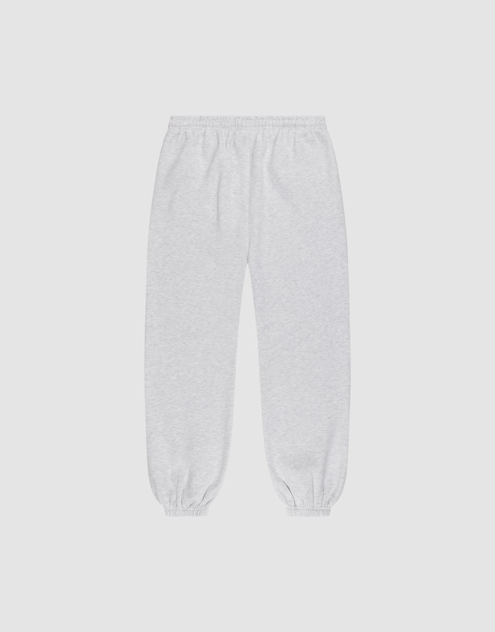 The LIVE FAST DIE YOUNG Basic Loose Jogger in light gray features a loose fit, elastic waistband, and elastic cuffs, shown laid flat on a plain white background.