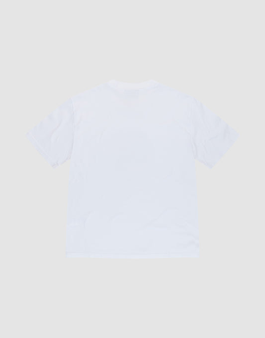 The LFDY Gambling Tee by LIVE FAST DIE YOUNG is a plain white short-sleeve T-shirt made from 100% Baumwolle, shown laid flat from the back on a light gray background. Regular fit provides all-day comfort with no visible designs or logos.