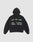 The Live Fast District Hooded Zip by LIVE FAST DIE YOUNG features an oversized black fit with light green spray-painted style text—LIVE FAST 6HIGH, SONG MARJAN, FLUXGEIST, INC. 235—and subtle LFDY branding on the back, shown flat on a plain light background.