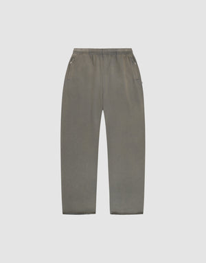 LFDY Ripped Sweatpants by LIVE FAST DIE YOUNG in gray with a wide fit, made from soft cotton, featuring an elastic waistband and side pockets, shown flat on a plain light gray background. | plain