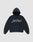 The LFDY Script Hooded by LIVE FAST DIE YOUNG is a dark gray, oversized hoodie with a front pocket, "Live Fast" cursive across the chest, subtle distressed effects, and shown on a plain light gray background.