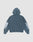The LIVE FAST DIE YOUNG LFDY Window Hooded is an oversize fit, blue-gray sweatshirt shown from the back with white graphics on both sleeves near the elbows, made from 100% Baumwolle and laid flat on a light gray background.