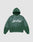 The LFDY Script Hooded by LIVE FAST DIE YOUNG is a green oversized hoodie with a front pocket and "Live Fast" in bold white script on the chest, featuring subtle distress effects. Shown against a plain light gray background.