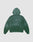 The LIVE FAST DIE YOUNG LFDY Script Hooded sweatshirt in forest green is shown from the back. It features an oversize fit, long sleeves, and ribbed cuffs and hem, displayed against a white background.