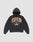 The Live Fast Die Young Hooded by LIVE FAST DIE YOUNG is a black oversized hoodie featuring a bold orange "LIVE FAST DIE YOUNG" front print and a vintage-style wreath and shield emblem.
