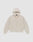 The LFDY Pleated Hooded Zip by LIVE FAST DIE YOUNG is a light beige oversized zip-up hoodie with a drawstring hood, front pockets, and small white logo on the chest. Made from 100% cotton and shown against a plain white background.