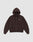 The LFDY Pleated Hooded Zip by LIVE FAST DIE YOUNG is a dark brown oversized zip-up hoodie with a drawstring hood, front pockets, and small white LIFE FAST text on the chest. Made from 100% Baumwolle. Shown on a plain light gray background.