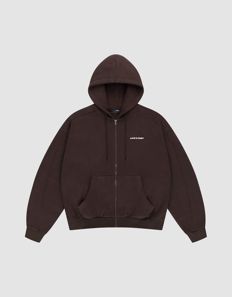 Pleated Zip Hoodie Braun: Authentic Streetwear – LIVE FAST DIE YOUNG