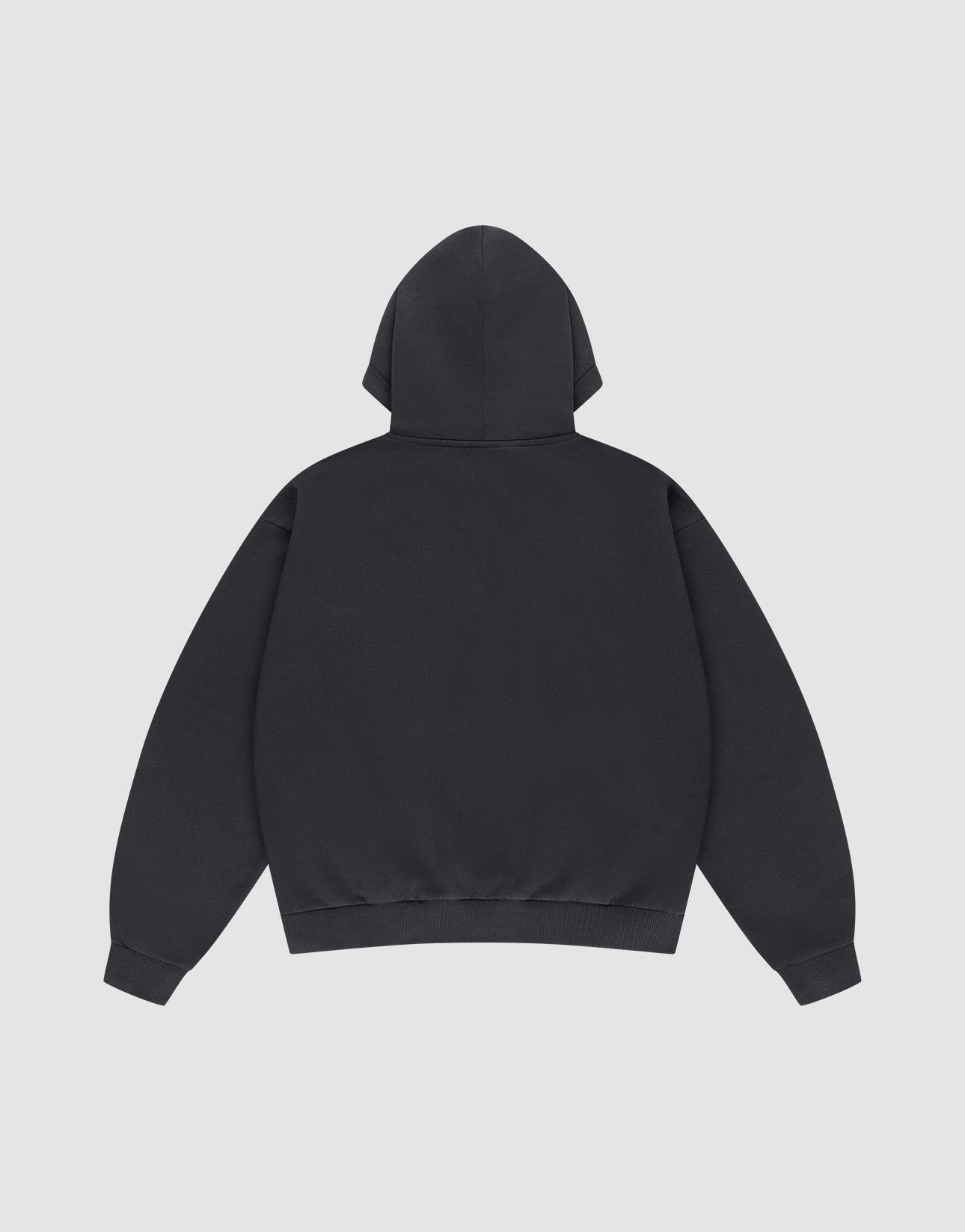 The Live Fast Die Young Hooded by LIVE FAST DIE YOUNG is shown laid flat on a white background, with the back facing up, hood raised, and sleeves spread out.