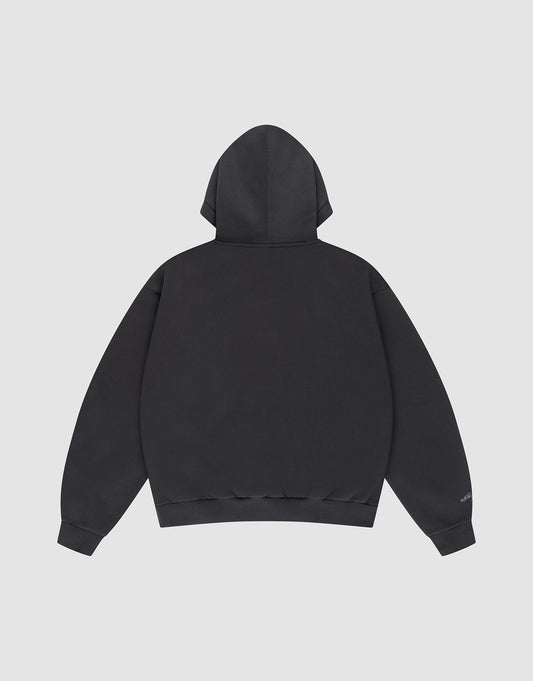 The Live Fast Stallion Hooded by LIVE FAST DIE YOUNG is an oversize black sweatshirt in soft Baumwolle, laid flat backward on a light grey background, with no visible designs or logos on the back or sleeves.