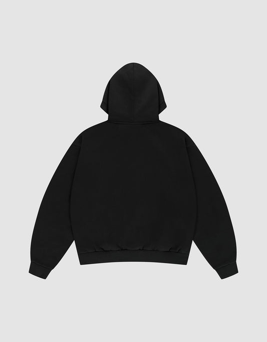 The Live Fast Axe Hooded sweatshirt by LIVE FAST DIE YOUNG, made from hochwertige Baumwolle, is displayed flat against a light gray background, shown from the back with the hood up and sleeves and waistband spread out.
