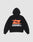 The LFDY Hardwear Hooded by LIVE FAST DIE YOUNG is a black oversized hoodie made from 100% cotton, featuring an orange and white pufferprint "LIVE FAST HARDWEAR" graphic on the back. Shown laid flat on a light background.