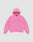 The Ripped College Hooded by LIVE FAST DIE YOUNG is a bright pink oversized hoodie made from 100% Baumwolle, featuring a front pocket and bold "LIVE FAST" lettering across the chest, shown laid flat on a plain light background.