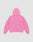 The Ripped College Hooded by LIVE FAST DIE YOUNG, shown flat with the back facing up, is an oversize pink hoodie featuring long sleeves, a hood, ribbed cuffs and hem, all set against a light gray background.