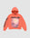 The LFDY Angel Hooded by LIVE FAST DIE YOUNG is a coral orange oversize fit sweatshirt with a LIVE FAST HARDWEAR front print, flying bird graphic, and "LIVE FAST OR DIE BIT" text on the right sleeve. Made from 100% Baumwolle for comfort.