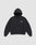 The Live Fast NY Hooded by LIVE FAST DIE YOUNG is a black oversized cotton hoodie with a front pocket and small white "Love Fear Love Yourself" text on the left chest, shown laid flat on a light gray background.