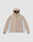 The Basic Shell Jacket by LIVE FAST DIE YOUNG in beige and light gray features an oversize fit, hood, front zipper, two zippered side pockets, and elastic cuffs. Shown on a plain light gray background.