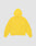 The LIVE FAST DIE YOUNG Live Fast Beware Hooded is a plain yellow oversize fit hoodie, laid flat facing backward on a light gray background. It features long sleeves, double layer 100% Baumwolle fabric, and no visible logos or designs.