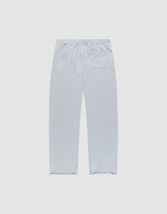 The Loyal Wide Jogger by LIVE FAST DIE YOUNG is shown flat on a white background. These light gray sweatpants are made from soft cotton, with an elastic waistband and a single back pocket.