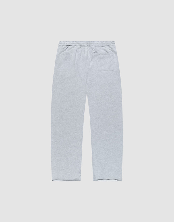 The Loyal Wide Jogger by LIVE FAST DIE YOUNG is shown flat on a white background. These light gray sweatpants are made from soft cotton, with an elastic waistband and a single back pocket.