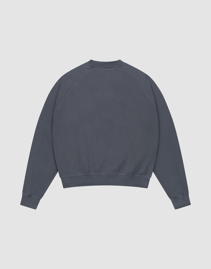 The DY Sweater by LIVE FAST DIE YOUNG is a solid dark gray, long-sleeve crewneck with an Oversize Fit for extra comfort, shown from the back against a light gray background.