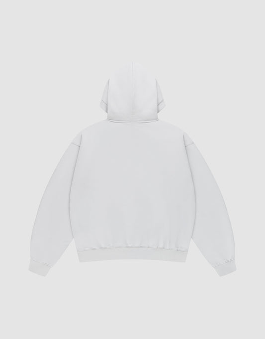 The LIVE FAST DIE YOUNG Survival Hooded sweatshirt is shown laid flat, back up, on a light gray background. This oversize hoodie is made from weicher Baumwolle, features long sleeves, and has no visible logos or designs.