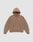 The Live Fast Plain Hooded by LIVE FAST DIE YOUNG is a brown oversized sweatshirt with a front pocket and small white “LUF FIRST” print on the left chest, made from soft Baumwolle and shown on a light gray background.