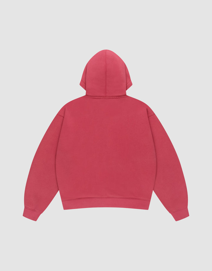 The LIVE FAST DIE YOUNG Live Fast Sweatsuit Jacket, shown in bright pink with an oversized fit, lies flat against a light gray background displaying the back view with long sleeves and ribbed cuffs.