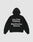 The LFDY Sharkhunter Hooded by LIVE FAST DIE YOUNG is a black oversized cotton hoodie with the hood up, shown flat on a light background. A large white back print reads: Live Fast Clothing Sharkhunter Tattoos.