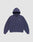 The Live Fast Plain Hooded by LIVE FAST DIE YOUNG is a navy oversize-fit sweatshirt with a front pocket and small white "LUV PART" text on the left chest, crafted from soft Baumwolle, shown on a light gray background.