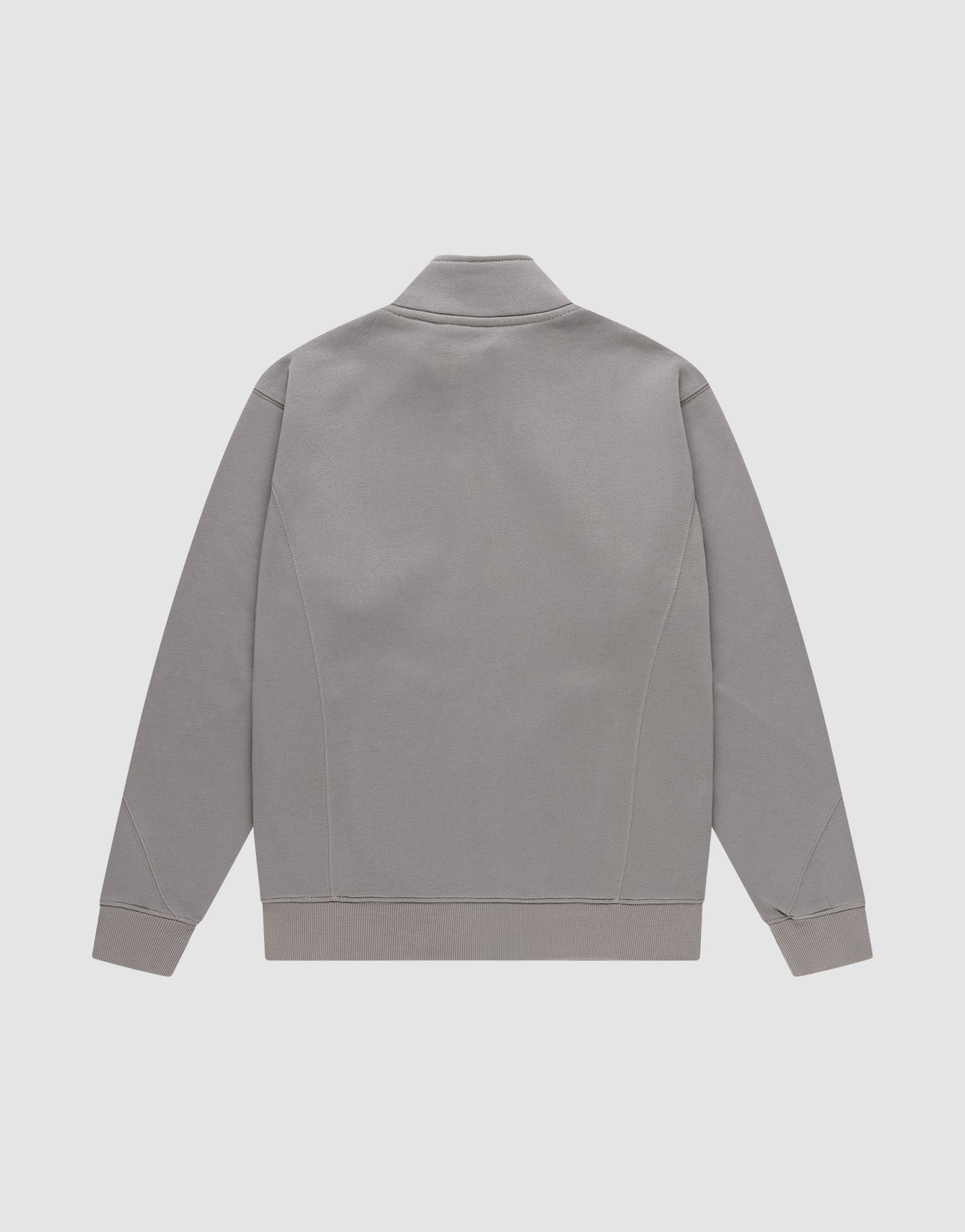 Back view of the LIVE FAST DIE YOUNG Sweatsuit Jacket in light grey, regular fit, with a Stehkragen collar and ribbed cuffs. Featuring a relaxed silhouette and no visible logos or designs, shown on a plain white background.