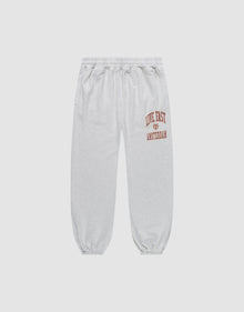 The Live Fast Amsterdam Loose Jogger by LIVE FAST DIE YOUNG features light gray, loose-fit 100% cotton sweatpants with a wide elastic waistband, cuffs, and bold red "LIVE FAST" lettering plus graphic prints on the left thigh for all-day comfort. | plain