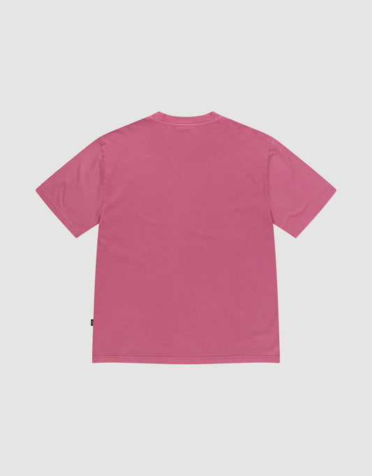 The Live Fast LF Tee by LIVE FAST DIE YOUNG is an oversize-fit, plain pink short-sleeve t-shirt shown flat from the back on a white background. Made from 100% Baumwolle, it features no visible designs or logos.