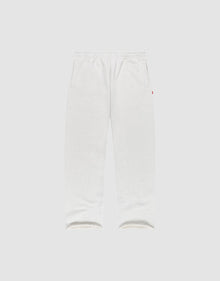 LIVE FAST DIE YOUNG LFDY Heavyweight Loungepants in white wide fit, made from 650gsm Baumwolle with elastic waistband and side pockets, shown flat on a plain light gray background. | plain