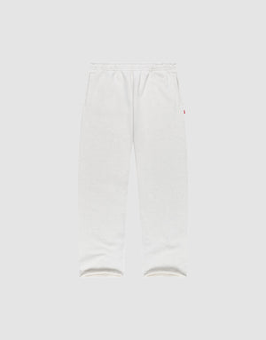 LIVE FAST DIE YOUNG LFDY Heavyweight Loungepants in white wide fit, made from 650gsm Baumwolle with elastic waistband and side pockets, shown flat on a plain light gray background. | plain