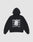 The LIVE FAST DIE YOUNG Basic Evidence Hooded Zip is a black oversized hoodie with repeated white "LiveFast™" and LFDY branding on the back, layered with a printed receipt graphic. Features a zip front and classic hood up style.