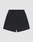 Basic Shorts by LIVE FAST DIE YOUNG in black, featuring an elastic waistband, side pockets, and a small white logo print on the lower left leg, shown against a plain light gray background.