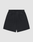 LIVE FAST DIE YOUNG Basic Shorts in black, featuring an elastic waistband and a small patch pocket on the back right. Displayed flat on a light gray background. Regular Fit design for everyday comfort.