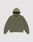The Basic 360 Hooded by LIVE FAST DIE YOUNG is an olive green, oversized hoodie with a front pouch pocket and "LiveFast" embroidered in black on the left chest, shown flat on a light gray background with neat topstitching.
