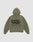 The Basic 360 Hooded by LIVE FAST DIE YOUNG in olive green features an oversized fit, bold black "LiveFast ArmyGrn 17-0517" text on the back, icon Front- und Backprint near the hem, and premium visible topstitching.