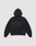 The LIVE FAST DIE YOUNG Basic 360 Hooded is a black cotton sweatshirt in oversize fit, flat-laid with the back facing up. The back features a large dark gray "LiveFast ArmyGrn 17-0517" print and smaller details underneath.