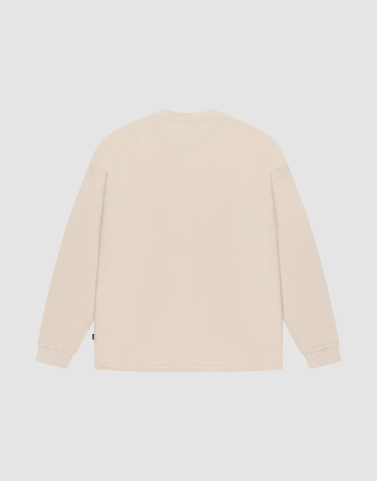 The Blank Waffle Longsleeve by LIVE FAST DIE YOUNG is shown flat on a white background, back view. Made from 100% Baumwolle with an oversize fit and subtle Ripp-Bündchen at the cuffs—no patterns, logos, or graphics.