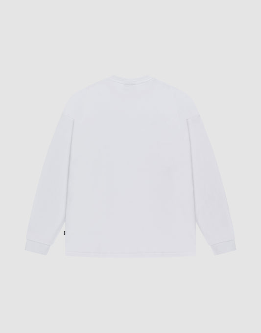 The LIVE FAST DIE YOUNG Blank Waffle Longsleeve is shown flat with the back visible against a light background. Made from 100% Baumwolle, it features an Oversize Fit, crew neckline, and Ripp-Bündchen cuffs for comfort.